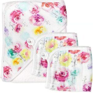 Honest Baby hooded towel and washcloths 3 piece set NIP